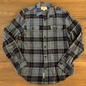 EUC Cotton Flannel Button Front Shirt Men's L Field & Stream 1871 Black Gray Red